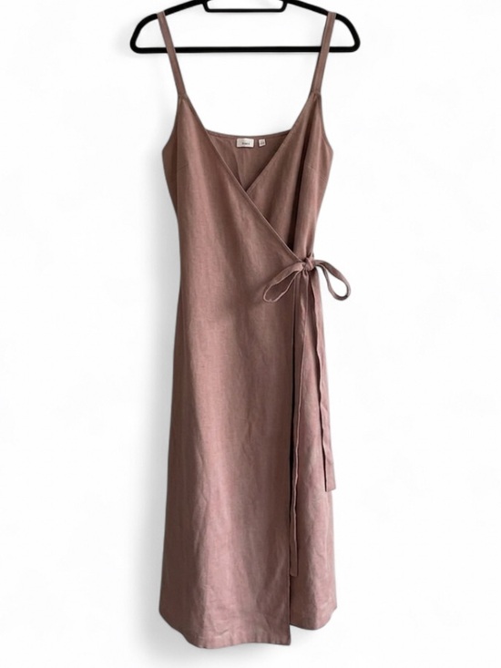 Wilfred Dresses & Skirts - Wilfred ARITZIA Linen Sleeveless Wrap Midi Dress in Mauve Brown
